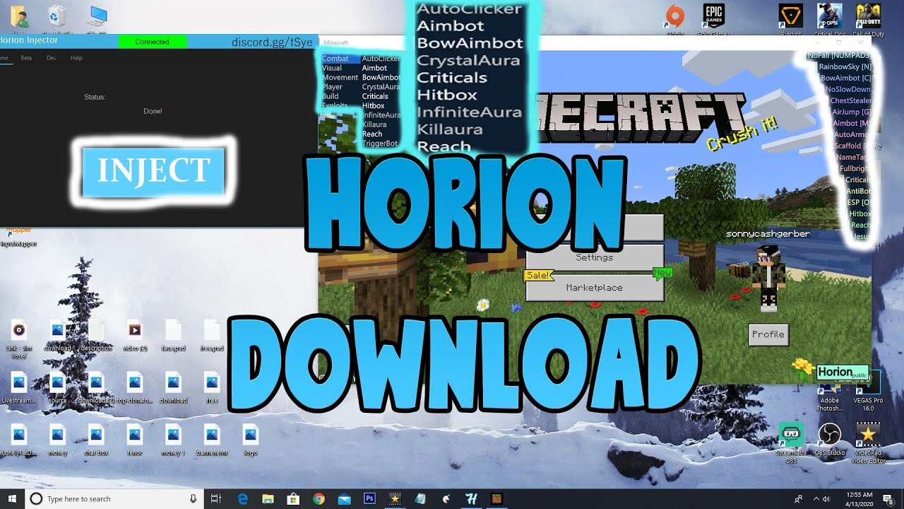 horion client minecraft win 10